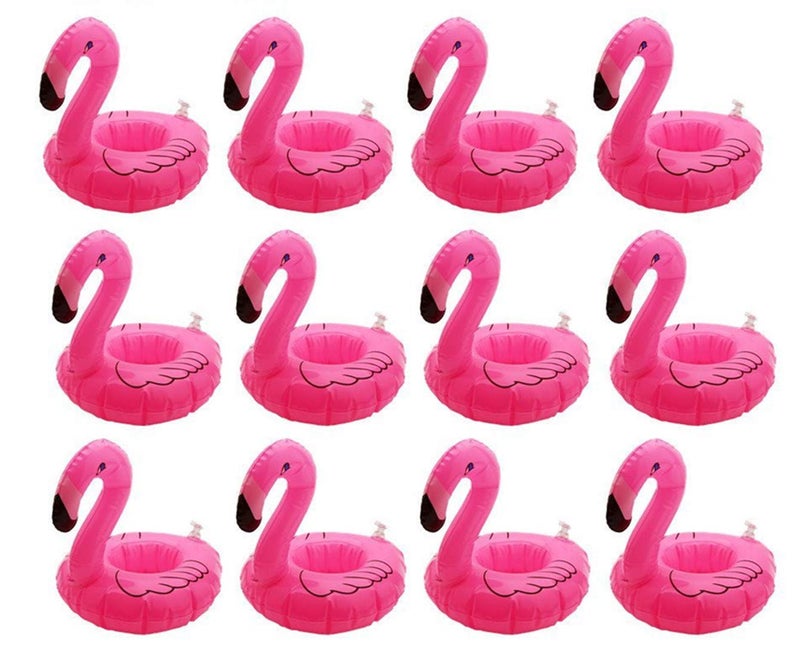 Supoice Inflatable Floating Flamingo Drink Holder 12 Pack Swimming Pool Float Coasters Coke Cup Holder for Beverage Cans Cups & Bottles - Fun Kid & Adult Pool Party … - Image 1