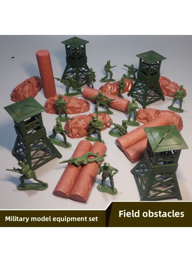 Loquat Children's Military Soldier Soldier Soldier Model Toy Set World War Ii Tank Missile Military Tank Aircraft Carrier Fighter-Color:Venue Obstacles (send 10 Minions) - Image 1