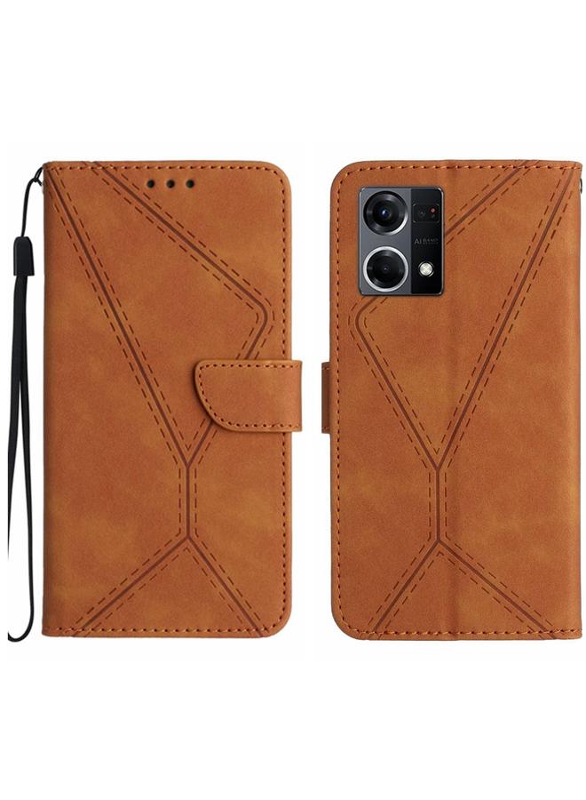 إيروريكس جراب لهاتف OPPO Reno8 4G / Reno7 4G جراب هاتف من الجلد المنقوش بخياطة - Image 1