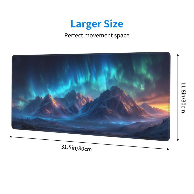 Brecoy Gaming Mouse Pad Desk Pad Extended Big Mouse Pad 31.5X11.8 Inch Long Computer Keyboard Mouse Mat Mousepad With 3Mm Non-Slip Base And Stitched Edge For Gaming And Office (Watercolor Skull 2) - Image 3