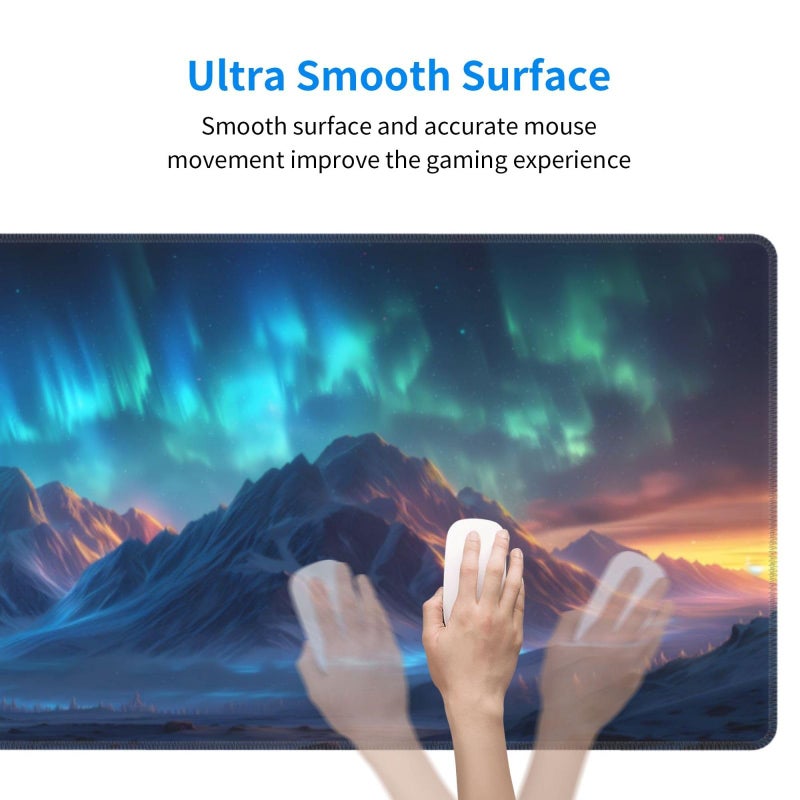 Brecoy Gaming Mouse Pad Desk Pad Extended Big Mouse Pad 31.5X11.8 Inch Long Computer Keyboard Mouse Mat Mousepad With 3Mm Non-Slip Base And Stitched Edge For Gaming And Office (Watercolor Skull 2) - Image 5