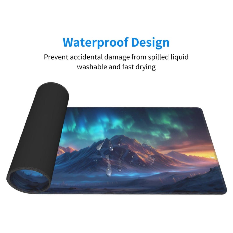 Brecoy Gaming Mouse Pad Desk Pad Extended Big Mouse Pad 31.5X11.8 Inch Long Computer Keyboard Mouse Mat Mousepad With 3Mm Non-Slip Base And Stitched Edge For Gaming And Office (Watercolor Skull 2) - Image 4