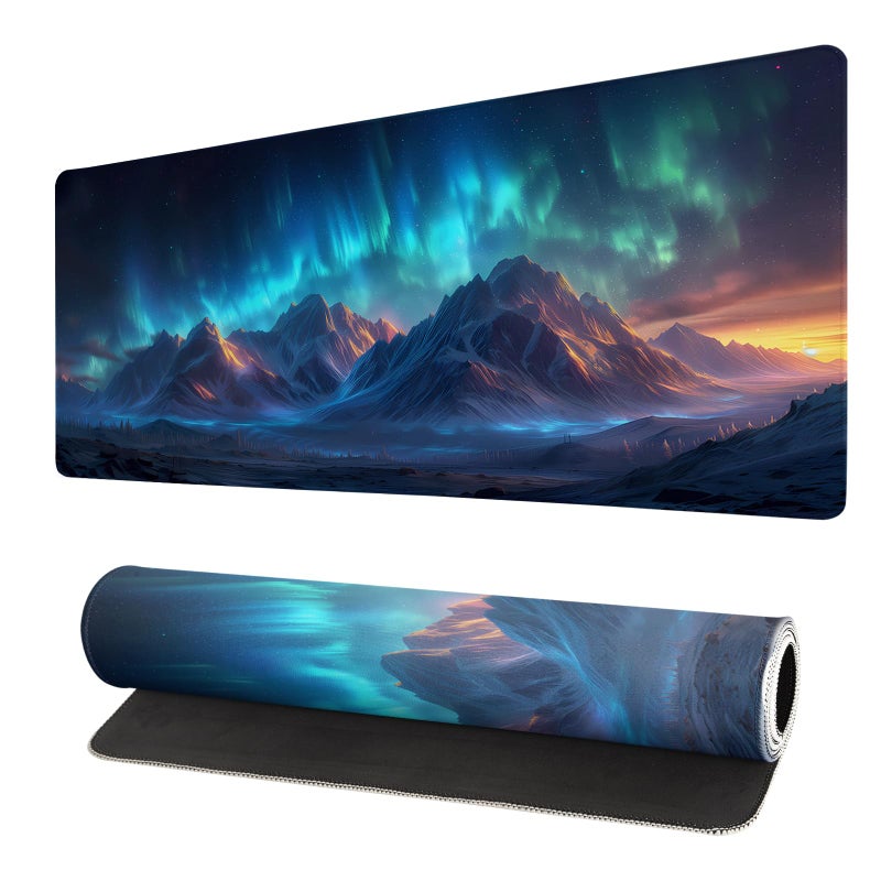 Brecoy Gaming Mouse Pad Desk Pad Extended Big Mouse Pad 31.5X11.8 Inch Long Computer Keyboard Mouse Mat Mousepad With 3Mm Non-Slip Base And Stitched Edge For Gaming And Office (Watercolor Skull 2) - Image 2