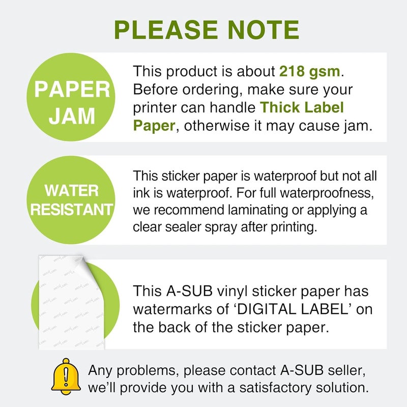 A-SUB 55 Sheets Vinyl Sticker Paper for Inkjet Printer - Glossy Printable Vinyl 8.5x11 Inch Waterproof Sticker Paper for DIY Any Decal You Like - Image 4