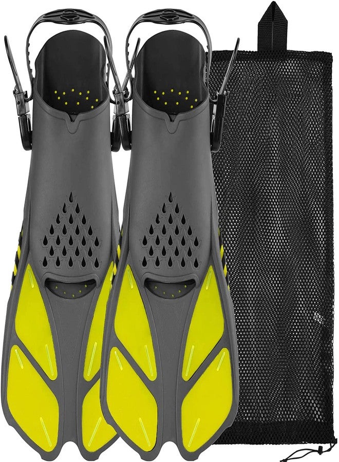 Sugaroom Swim Fins Open Heel, Adjustable Snorkel Fins Diving Fins with Mesh Bag, Snorkeling Gear Flippers Travel Size Short Flippers for Lap Swimming Scuba Dive Adult Men Women Kids - Image 1