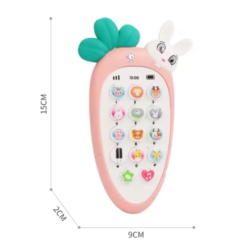 Storio Radish Style Cute Rabbit Face Pretend Play Cell Phone Toy for Kids, Toddlers with Music, Ringtones, Lights - Birthday Party Favors and Gifts for Girls - Image 2