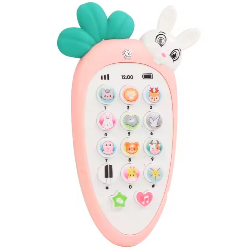 Storio Radish Style Cute Rabbit Face Pretend Play Cell Phone Toy for Kids, Toddlers with Music, Ringtones, Lights - Birthday Party Favors and Gifts for Girls - Image 5