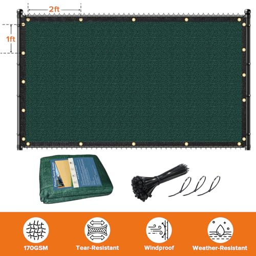 Cisvio 6ftx50ft Fence Privacy Screen Heavy Duty 170 GSM Windscreen & Dustproof Fabric Privacy Screen Covering Mesh Fencing for Outdoor Patio, Balcony, Pool Deck, Dark Green - Image 5