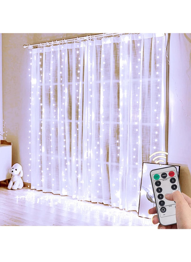 co arma White Curtain String Lights with Remote Control 8 Lighting Modes and Timer Dimmable USB Suitable for Bedroom, Party, Wedding, Home Decor  - Image 2