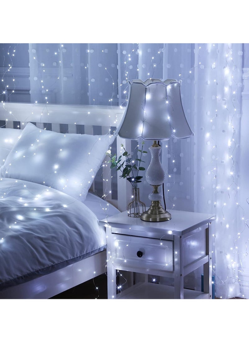 co arma - White Curtain String Lights with Remote Control 8 Lighting Modes and Timer Dimmable USB Suitable for Bedroom, Party, Wedding, Home Decor - Image 1