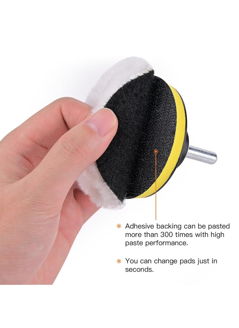 KASTWAVE - 7 Pcs 5 Inch Polishing Buffing Wheel for Drill Wool Pads, 125mm Wheel Polishing Pads Woolen Polishing Waxing Pads Kits with M14 Drill Buffer Adapter - Image 1