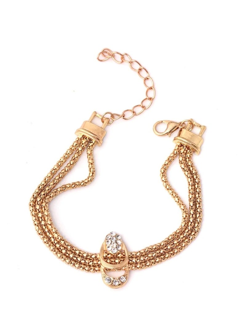 Huitich 4-Piece Elegant Gold-Tone Color Jewelry Set for Women Necklace, Bracelet, Earrings & Ring  - Image 4