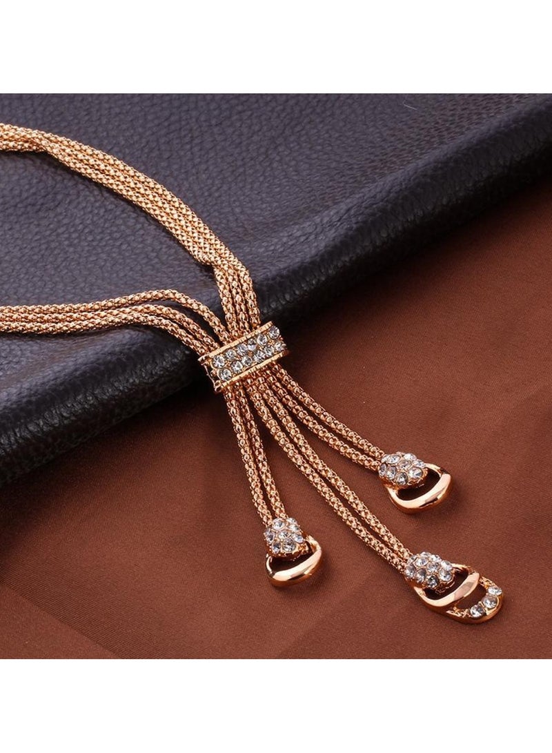Huitich 4-Piece Elegant Gold-Tone Color Jewelry Set for Women Necklace, Bracelet, Earrings & Ring  - Image 5