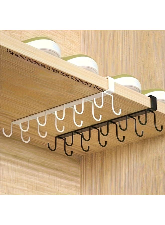 رفيف أبيض فوق الباب لتنظيم المطبخ، حامل حديدي متين مع خطافات منحنية - Image 2