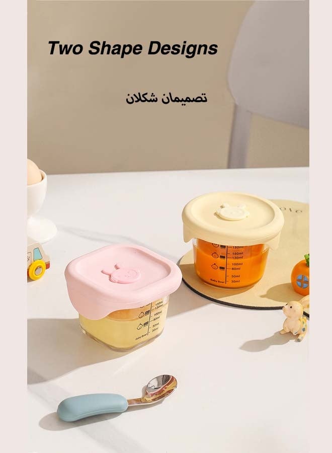 بيت التكنولوجيا 4 قطع حاويات زجاجية لطعام الأطفال، علب تخزين طعام الرضع مقاومة للتسرب، حاويات صغيرة للوجبات الخفيفة مع أغطية، آمنة في الميكروويف وغسالة الصحون والثلاجة - Image 4