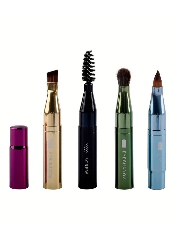 Goolsky - 4-In-1 Makeup Brush Soft Bristle Brush For Eyeshadow, Lip, Eyebrow, And Eyelash Brushes For Portable Travel - Travel Makeup Brush Set, Metal Handle - Image 1