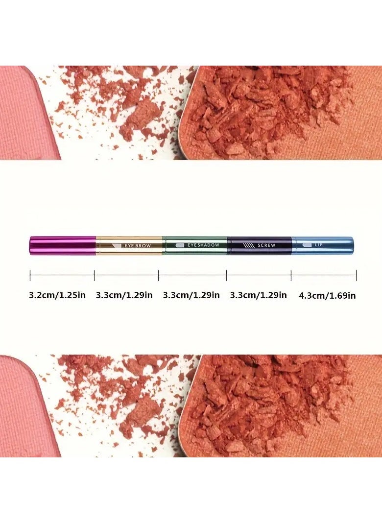 Goolsky - 4-In-1 Makeup Brush Soft Bristle Brush For Eyeshadow, Lip, Eyebrow, And Eyelash Brushes For Portable Travel - Travel Makeup Brush Set, Metal Handle - Image 1