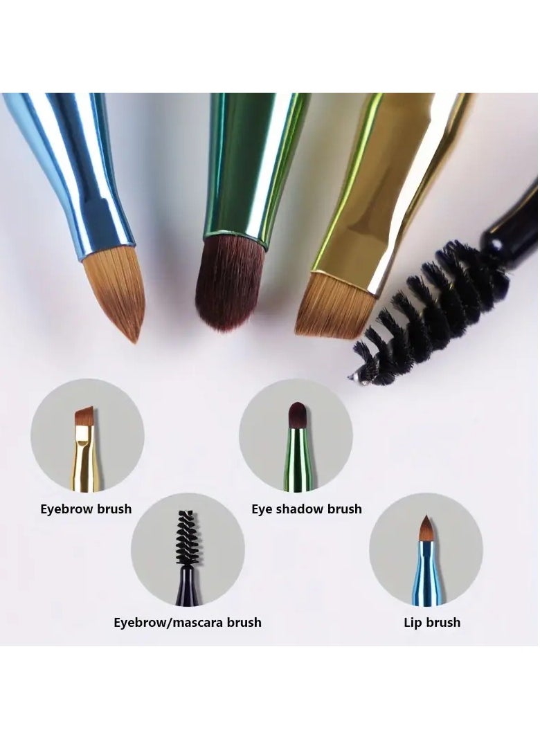 Goolsky - 4-In-1 Makeup Brush Soft Bristle Brush For Eyeshadow, Lip, Eyebrow, And Eyelash Brushes For Portable Travel - Travel Makeup Brush Set, Metal Handle - Image 1