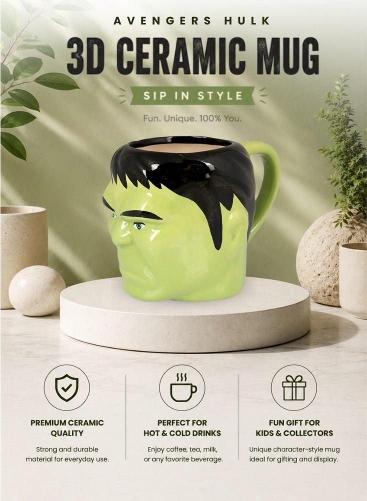 Hulk Marvel Avengers Hulk 3D Ceramic Mug – Creative Superhero Coffee Cup for Tea, Milk & Hot Drinks - Image 1