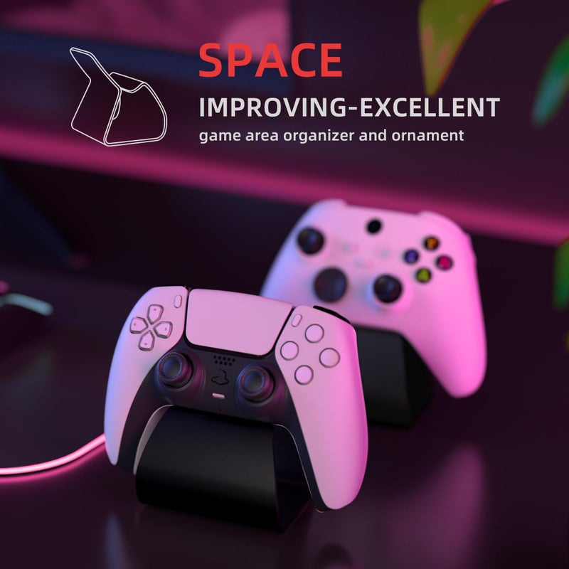 PlayVital Stand-AL Game Controller Stand for ps5, for ps4, Universal Desktop Display Gamepad Stand for Xbox Series X/S, Xbox One, Aluminium Metal Controller Stand Holder for Switch 2 Pro - Black - Image 4