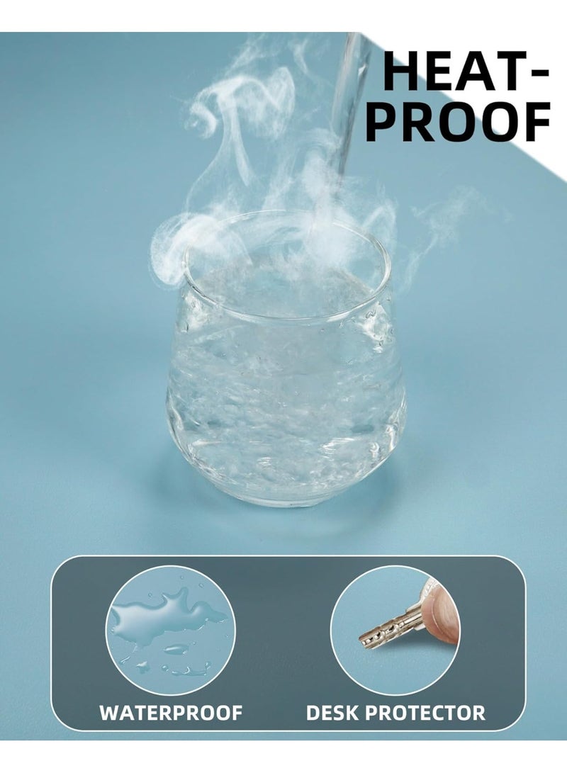 Leather Desk Pad Protector, Large Mouse Pad and Office Desk Mat, Non-Slip PU Leather Desk Blotter, Waterproof Laptop Desk Pad, Writing Pad for Office and Home – Teal, 31.5" x 15.7" - Image 4