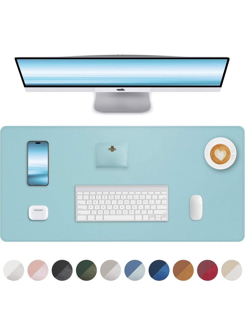 Leather Desk Pad Protector, Large Mouse Pad and Office Desk Mat, Non-Slip PU Leather Desk Blotter, Waterproof Laptop Desk Pad, Writing Pad for Office and Home – Teal, 31.5" x 15.7" - Image 1
