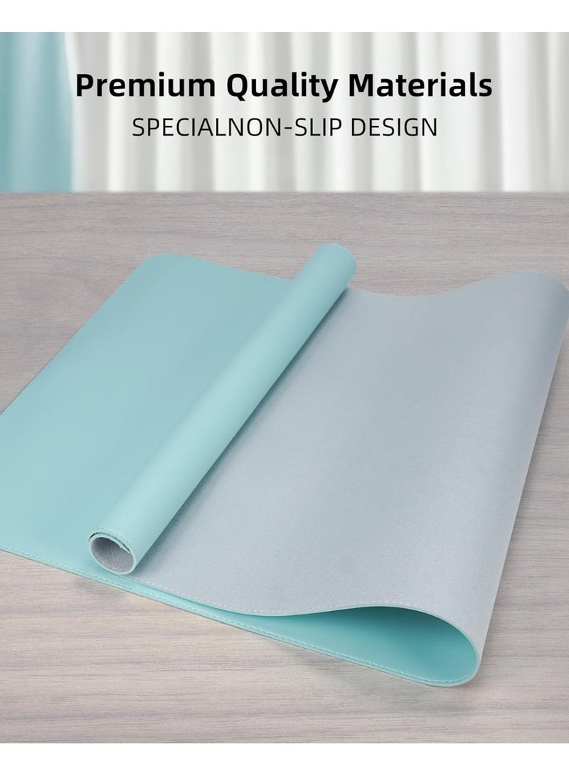 Leather Desk Pad Protector, Large Mouse Pad and Office Desk Mat, Non-Slip PU Leather Desk Blotter, Waterproof Laptop Desk Pad, Writing Pad for Office and Home – Teal, 31.5" x 15.7" - Image 2