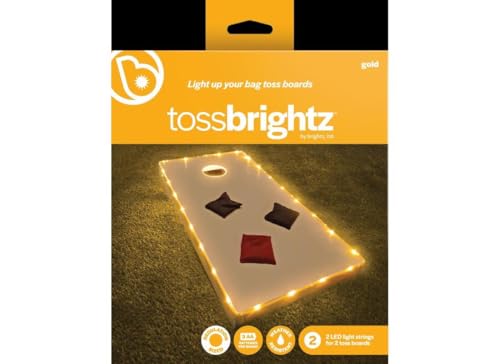 Brightz TossBrightz Gold Led Cornhole Lights Led Corn Hole Lights Cornhole Led Lights for Hole and Board Corn Hole Board Light Kit Light Up Cornhole Set Glow in The Dark Cornhole Board
