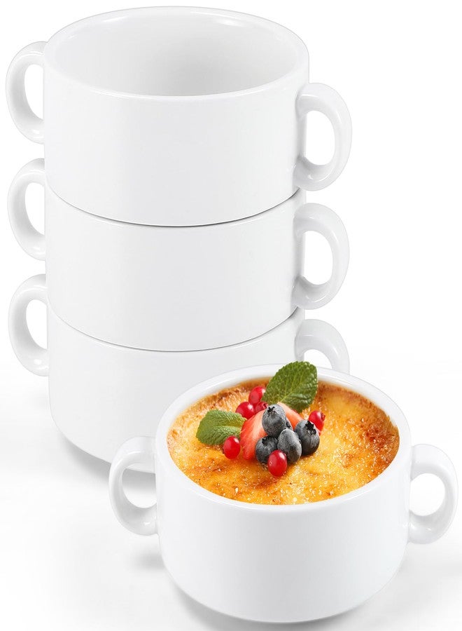 Dyrfolm 4 Pack Soup Crocks, Ceramic Soup Bowls with Handles, Ceramic Cereal Bowls for Kitchen Pasta Oatmeal, Microwave and Oven Safe(White) - Image 1