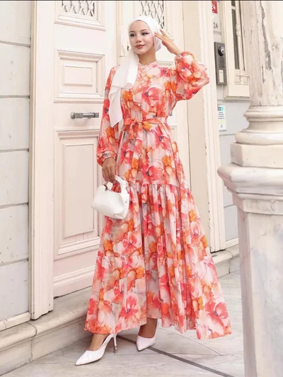 BIG DART BDART Buttoned Crew Neck Maxi Dress with Waistband