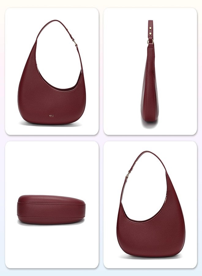 Keyli Shoulder Bag for Women Trendy Casual Leather Shoulder Purses lightweight Handbags Clutches with Zipper closure, A-wine Red - Image 5