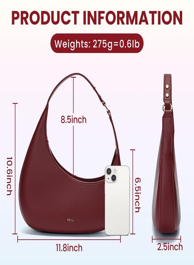 Keyli Shoulder Bag for Women Trendy Casual Leather Shoulder Purses lightweight Handbags Clutches with Zipper closure, A-wine Red - Image 4