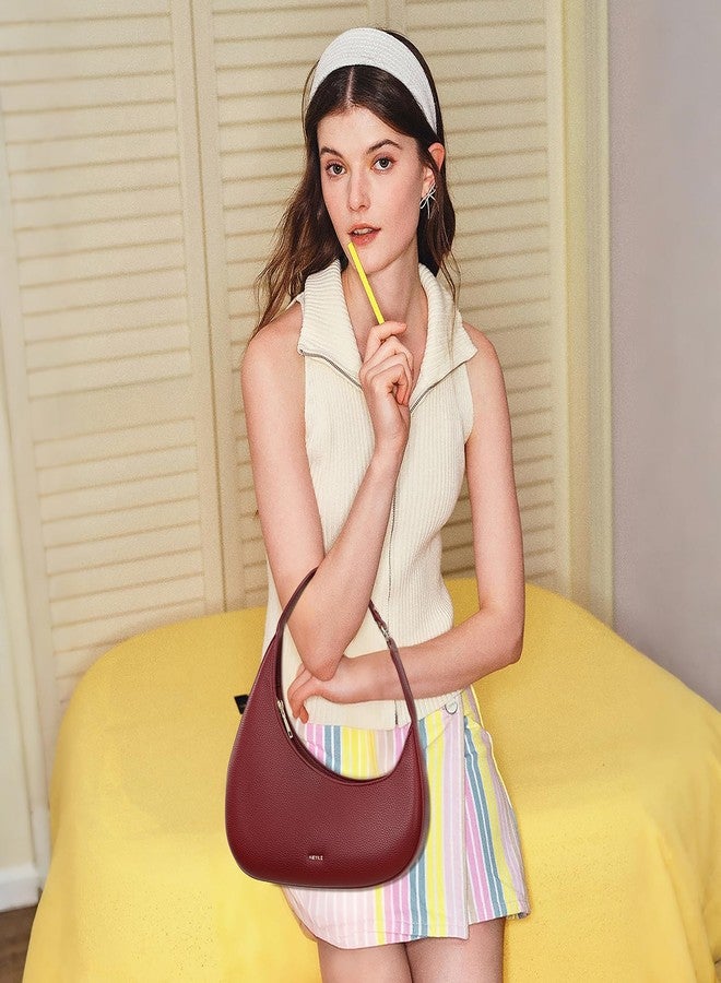 Keyli Shoulder Bag for Women Trendy Casual Leather Shoulder Purses lightweight Handbags Clutches with Zipper closure, A-wine Red - Image 2