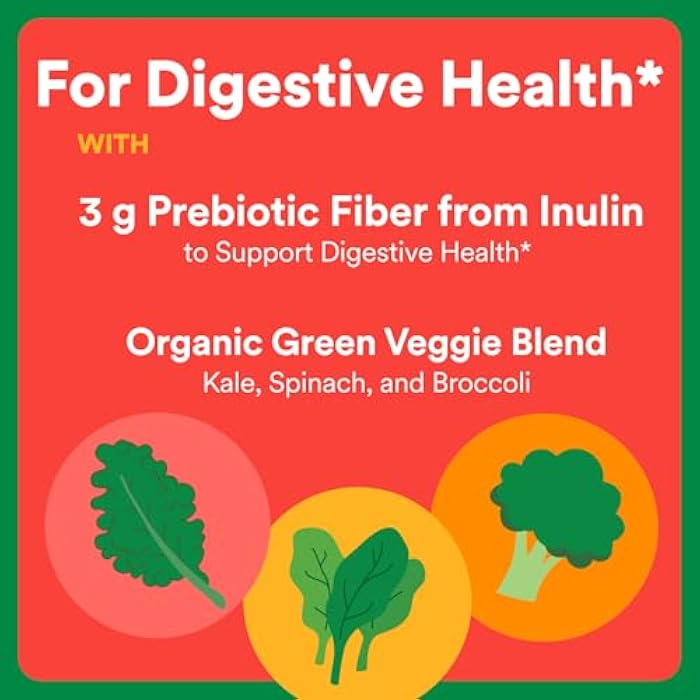 SmartyPants Kids Fiber & Veggies: Prebiotic Fiber Gummies for Kids, Fiber Supplement with Inulin, Organic Green Veggie Blend, Vegan, Gluten Free, Mixed Berry Flavor, 60 Count (30 Day Supply) - Image 4
