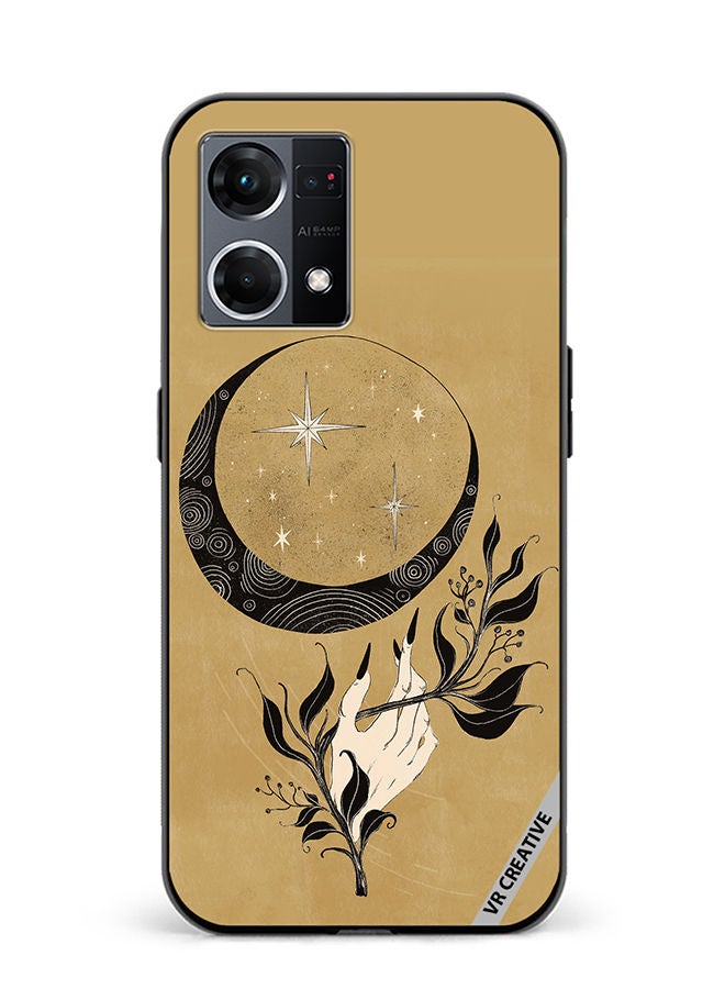 VR CREATIVE Protective Case Cover For Oppo Reno8 4G Witch Hand Moon Design Multicolour - Image 1