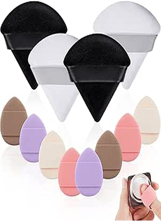 COSLUXE COSLUXE 10 Pieces 6 - Soft Face Triangle Makeup Puff, 4 - Finger Soft Makeup Puff, for Loose Powder Body Cosmetic Foundation Sponges Beauty Blender Makeup Tool Multicolors 