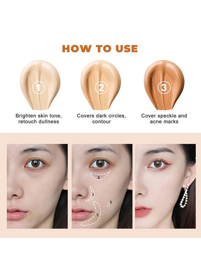 Julystar Full Cover Concealer Palette - Tri-Color Concealer Make Up - Corrects Dark Circles Red Marks Scars and Softens Fine Lines - Highlight Contours Waterproof Long Lasting Concealer Matte Foundation  - Image 4