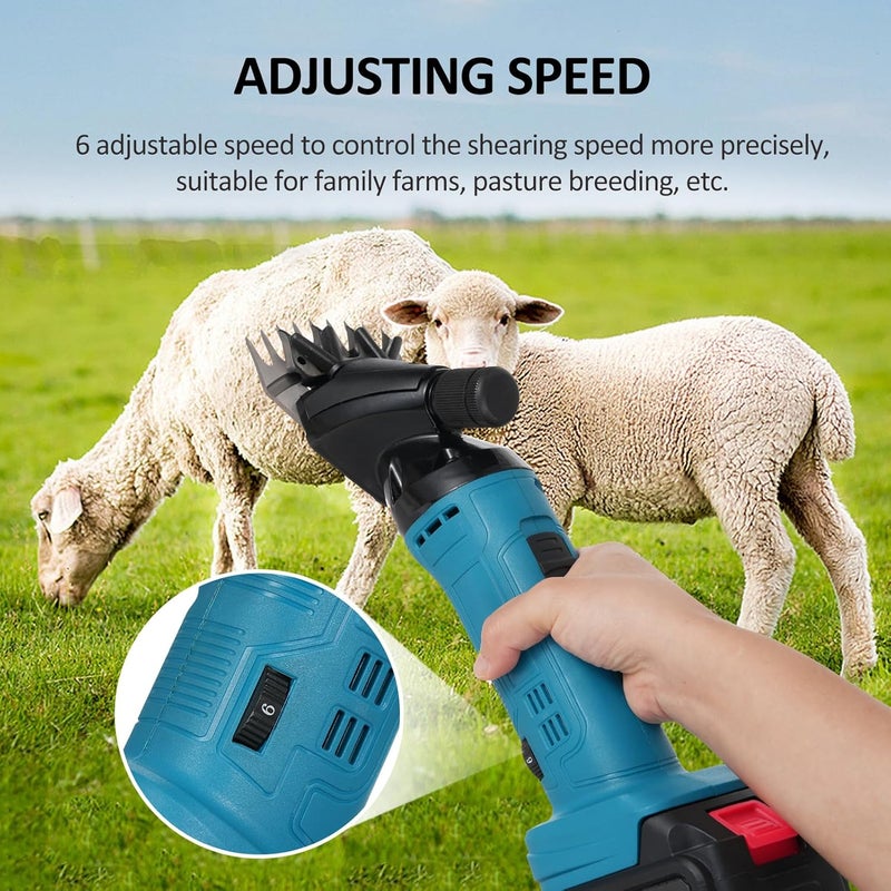 Eacam 9-Tooth 6-Speed Adjustable Lithium-ion Wool Shears Set Lithium-ion Shaving Machine Shearing Machine Used for Shearing Animals - Image 2