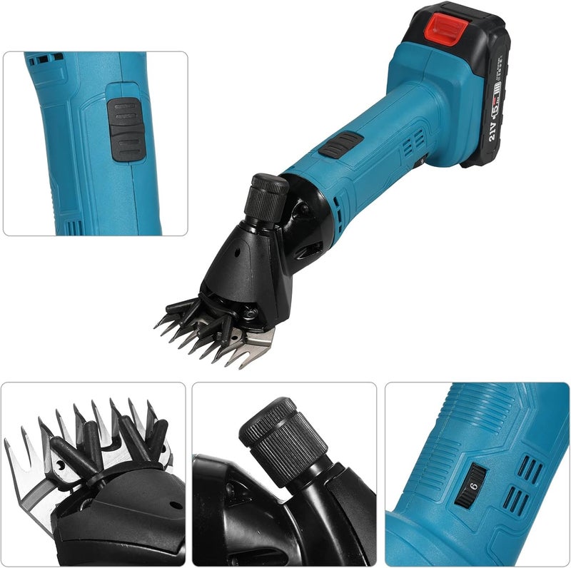 Eacam 9-Tooth 6-Speed Adjustable Lithium-ion Wool Shears Set Lithium-ion Shaving Machine Shearing Machine Used for Shearing Animals - Image 5