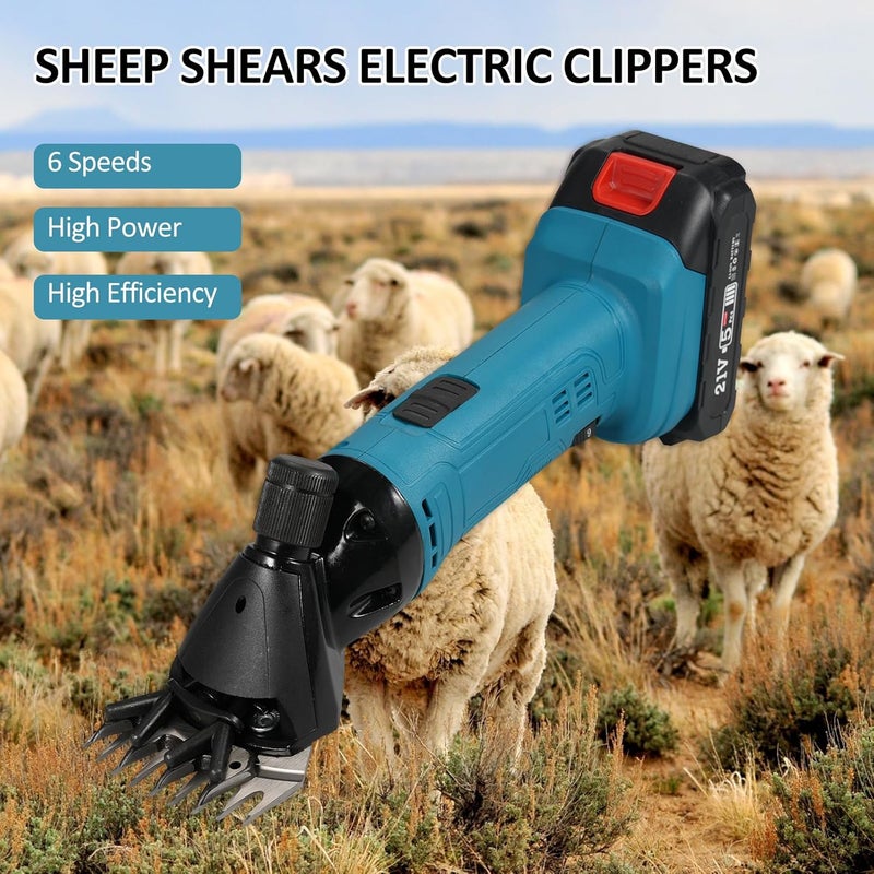 Eacam 9-Tooth 6-Speed Adjustable Lithium-ion Wool Shears Set Lithium-ion Shaving Machine Shearing Machine Used for Shearing Animals - Image 4