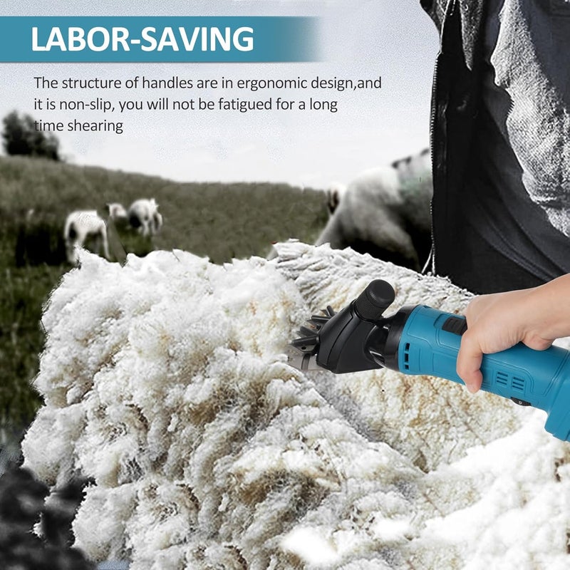 Eacam 9-Tooth 6-Speed Adjustable Lithium-ion Wool Shears Set Lithium-ion Shaving Machine Shearing Machine Used for Shearing Animals - Image 3