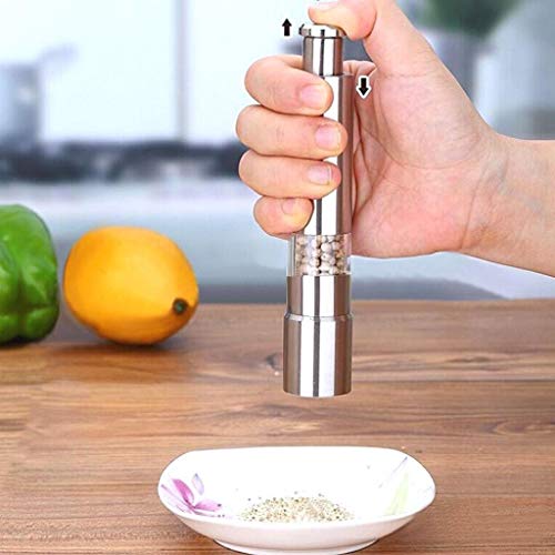 SCILLA Stainless Steel Salt and Pepper Miller Grinder | Hand Thumb Press Crusher Machine with Stylish Design for Grinding Salt and Black Pepper(Silvercolor) - Image 1