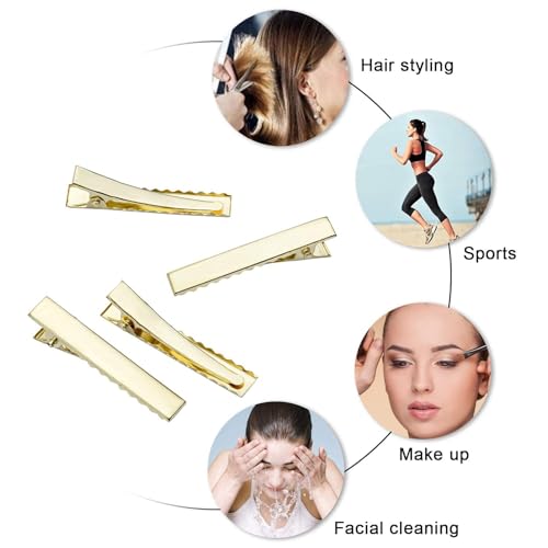 NEOBABY Plain Alligator Barrettes Metal Hair Pins Clips | Hair Styling Accessories for Girls and Women's (Pack of 50 Pcs) (GOLDEN 4 CM, 4 CM) - Image 3