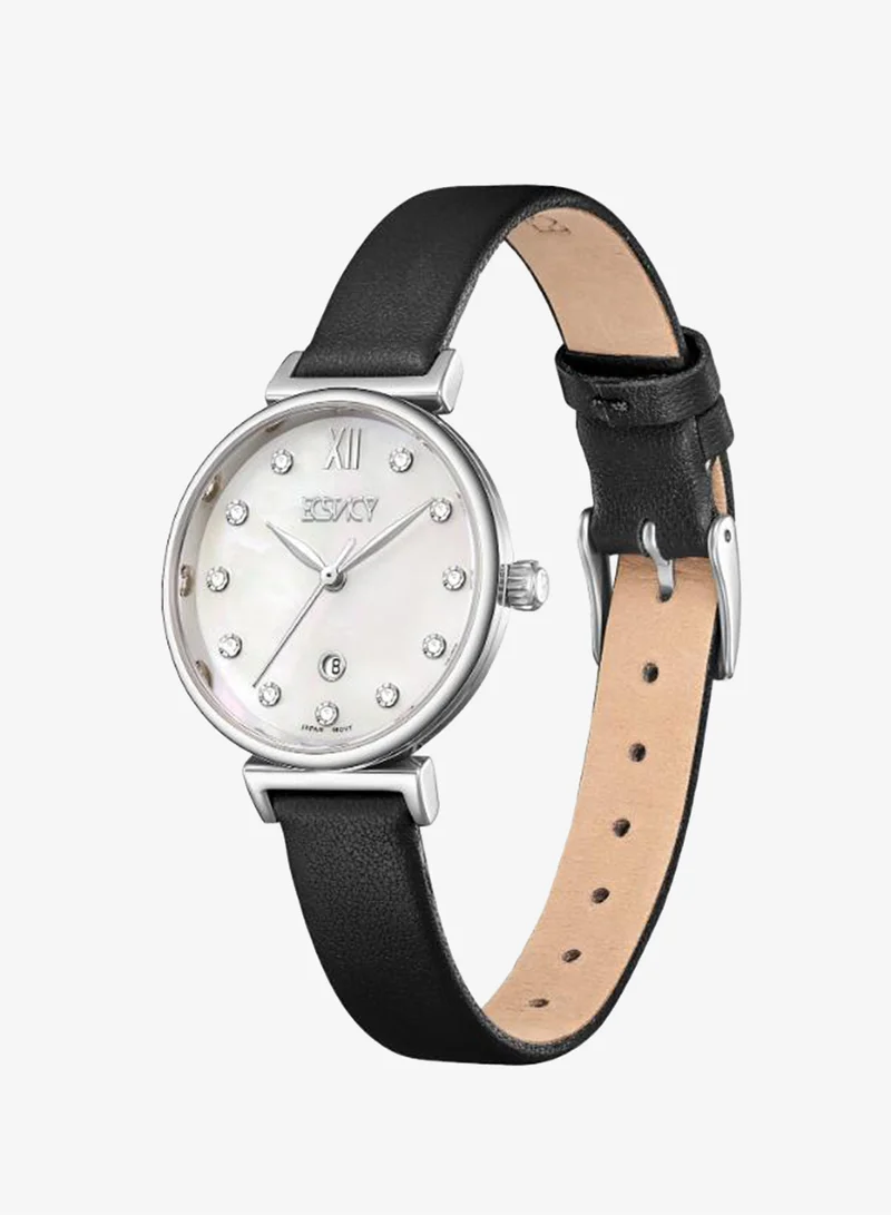 إكستاسي Women's Leather Analog Watch E25507-SLBM - 30mm mm