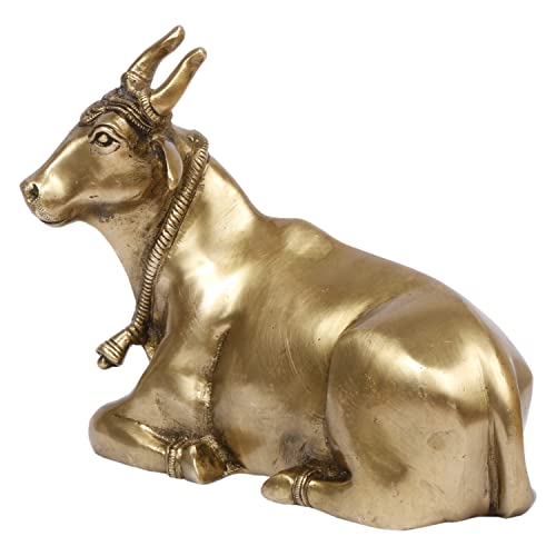 ARTVARKO Brass Sitting Nandi Cow Statue Shiva Bull for Pooja and Home Decoration Showpiece Décor Office Temple Gift 7.5 Inch. - Image 4