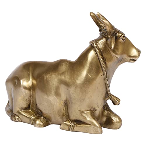 ARTVARKO Brass Sitting Nandi Cow Statue Shiva Bull for Pooja and Home Decoration Showpiece Décor Office Temple Gift 7.5 Inch. - Image 5