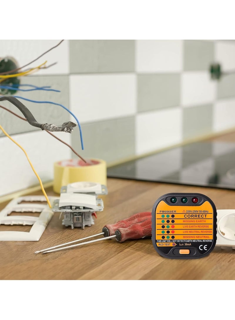 Outlet Tester, Electric Socket Tester, 220-250V Circuit Polarity Voltage Detector, UK Plug Circuit Tester, Socket Safety Plug Breaker, Outlet Line Ground Zero Detector - Image 3