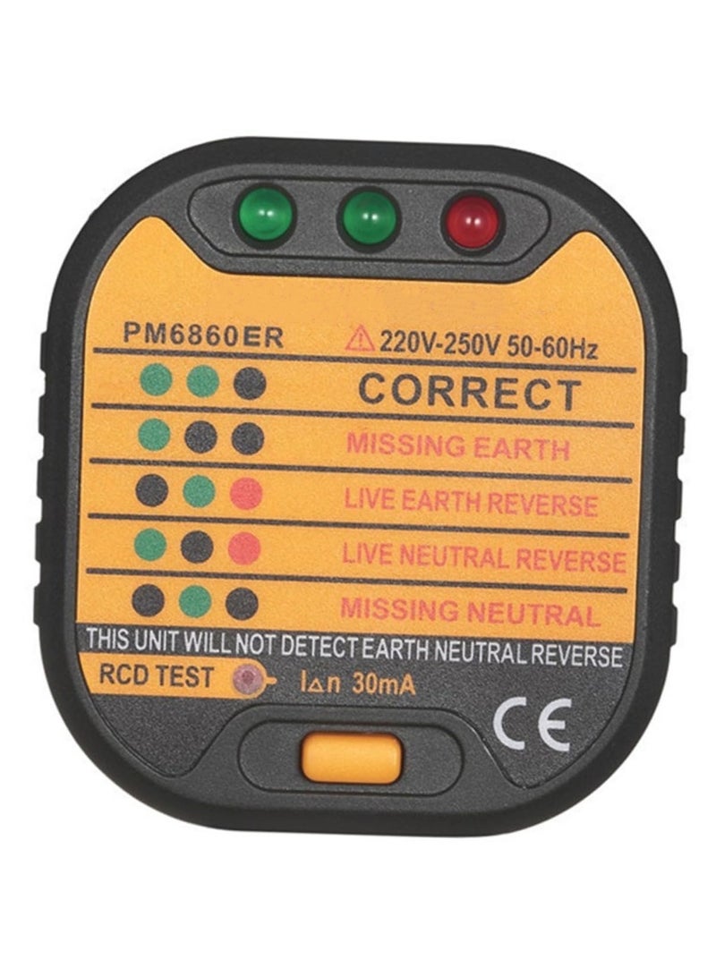 Outlet Tester, Electric Socket Tester, 220-250V Circuit Polarity Voltage Detector, UK Plug Circuit Tester, Socket Safety Plug Breaker, Outlet Line Ground Zero Detector - Image 1