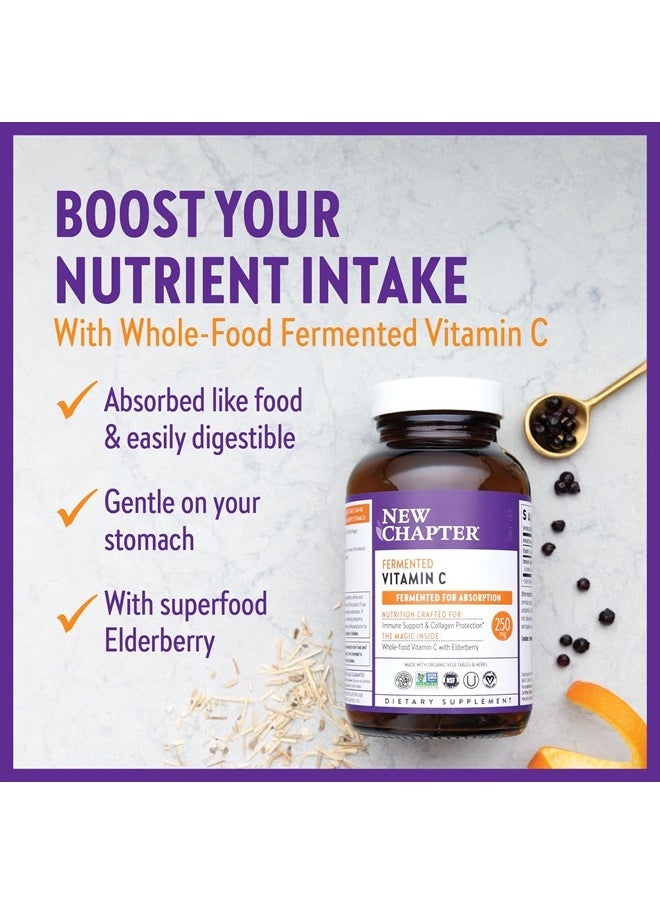 New Chapter - Fermented Vitamin C + Elderberry, ONE Daily for Immune Support & Collagen Protection, Made with Organic Herbs, Certified Vegan, Gluten Free, 60 Count - Image 1