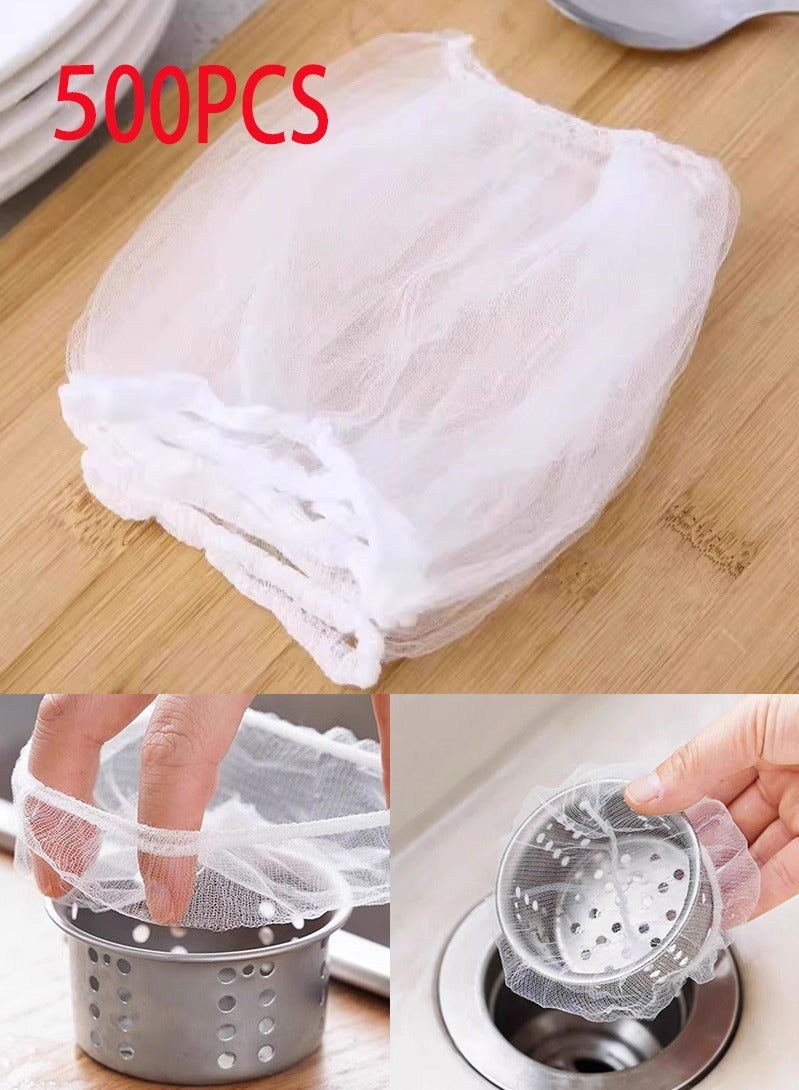 500PCS Disposable Mesh Sink Strainer Bags, Kitchen Sink Strainer Filter Mesh Bag Anti Clogging Elastic Kitchen Sink Strainer Mesh Trash Bag, Fits Most Sizes of Sink Strainer - Image 1
